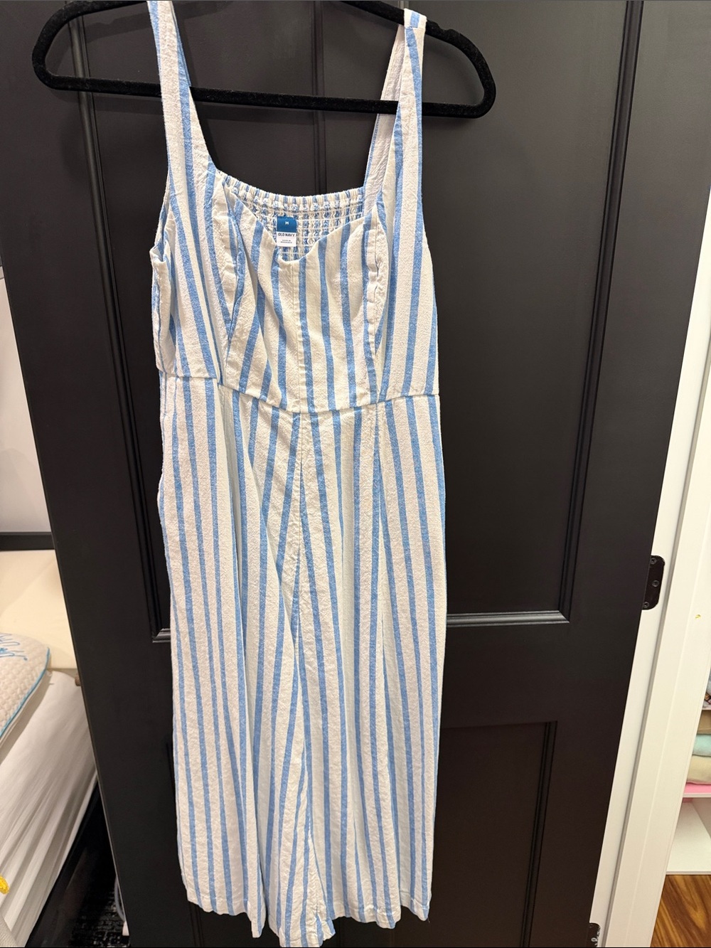 Blue and White Striped Sleeveless Dress
